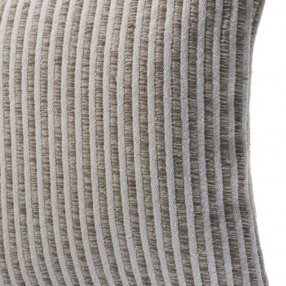 22" X 22" Beige And Cream 100% Cotton Striped Zippered Pillow HomeRoots
