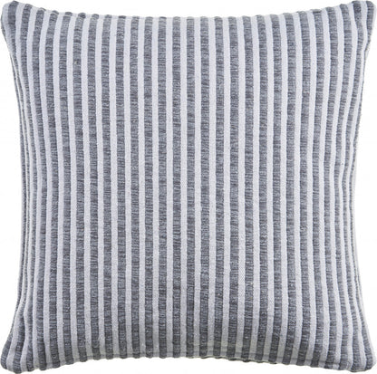 22" X 22" Gray And Cream 100% Cotton Striped Zippered Pillow FurniFindUSA