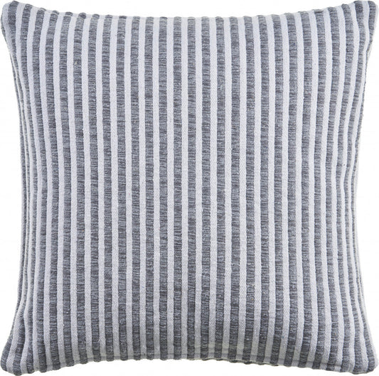 22" X 22" Gray And Cream 100% Cotton Striped Zippered Pillow FurniFindUSA