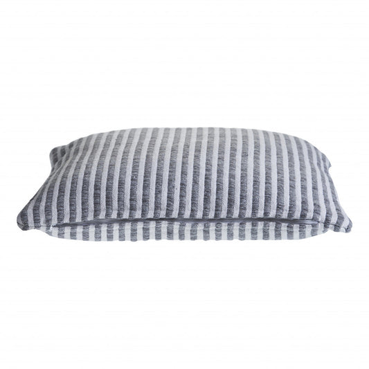 22" X 22" Gray And Cream 100% Cotton Striped Zippered Pillow FurniFindUSA