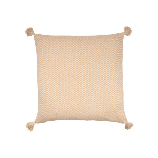 30" X 30" Beige And Cream 100% Cotton Chevron Zippered Pillow FurniFindUSA