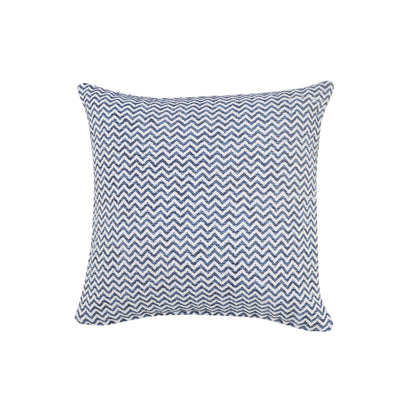 22" X 22" Navy Blue And White 100% Cotton Chevron Zippered Pillow FurniFindUSA