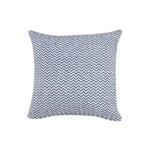 22" X 22" Navy Blue And White 100% Cotton Chevron Zippered Pillow FurniFindUSA