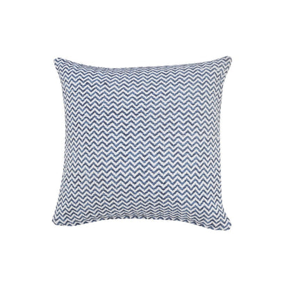 22" X 22" Navy Blue And White 100% Cotton Chevron Zippered Pillow HomeRoots