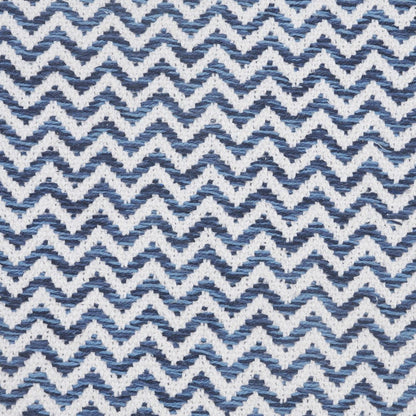 22" X 22" Navy Blue And White 100% Cotton Chevron Zippered Pillow HomeRoots