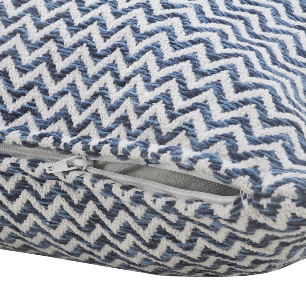 22" X 22" Navy Blue And White 100% Cotton Chevron Zippered Pillow — view 3