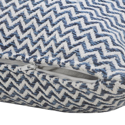 22" X 22" Navy Blue And White 100% Cotton Chevron Zippered Pillow HomeRoots