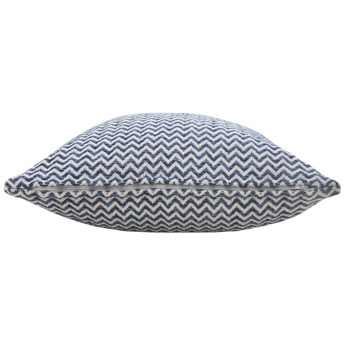 22" X 22" Navy Blue And White 100% Cotton Chevron Zippered Pillow FurniFindUSA