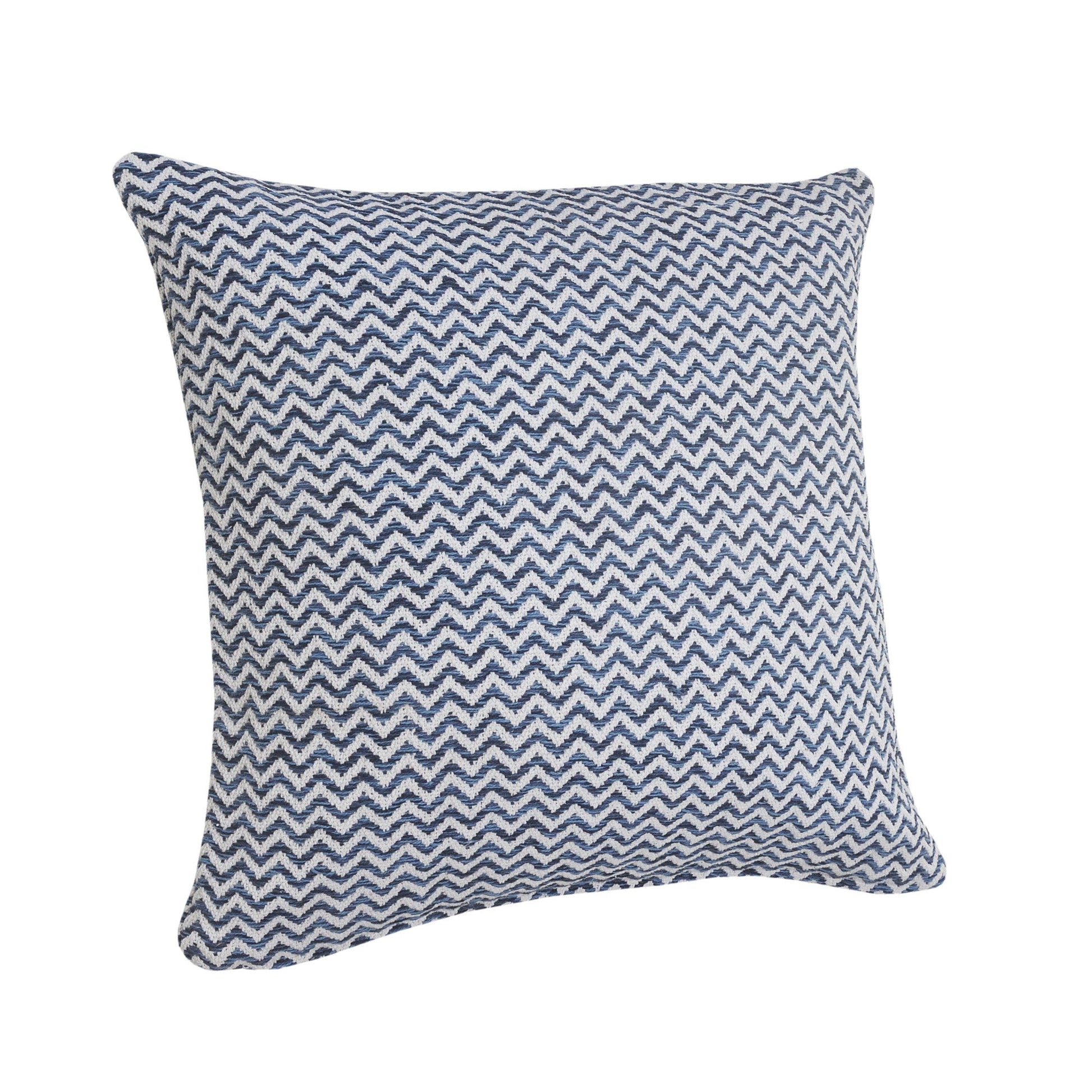 22" X 22" Navy Blue And White 100% Cotton Chevron Zippered Pillow FurniFindUSA
