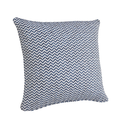 22" X 22" Navy Blue And White 100% Cotton Chevron Zippered Pillow FurniFindUSA