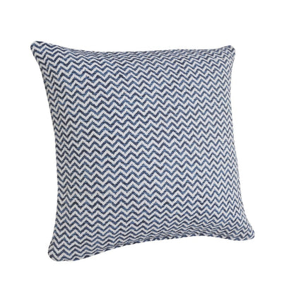 22" X 22" Navy Blue And White 100% Cotton Chevron Zippered Pillow HomeRoots