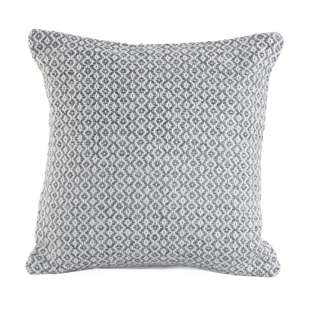 18" Gray And White Cotton Geometric Throw Pillow — view 1