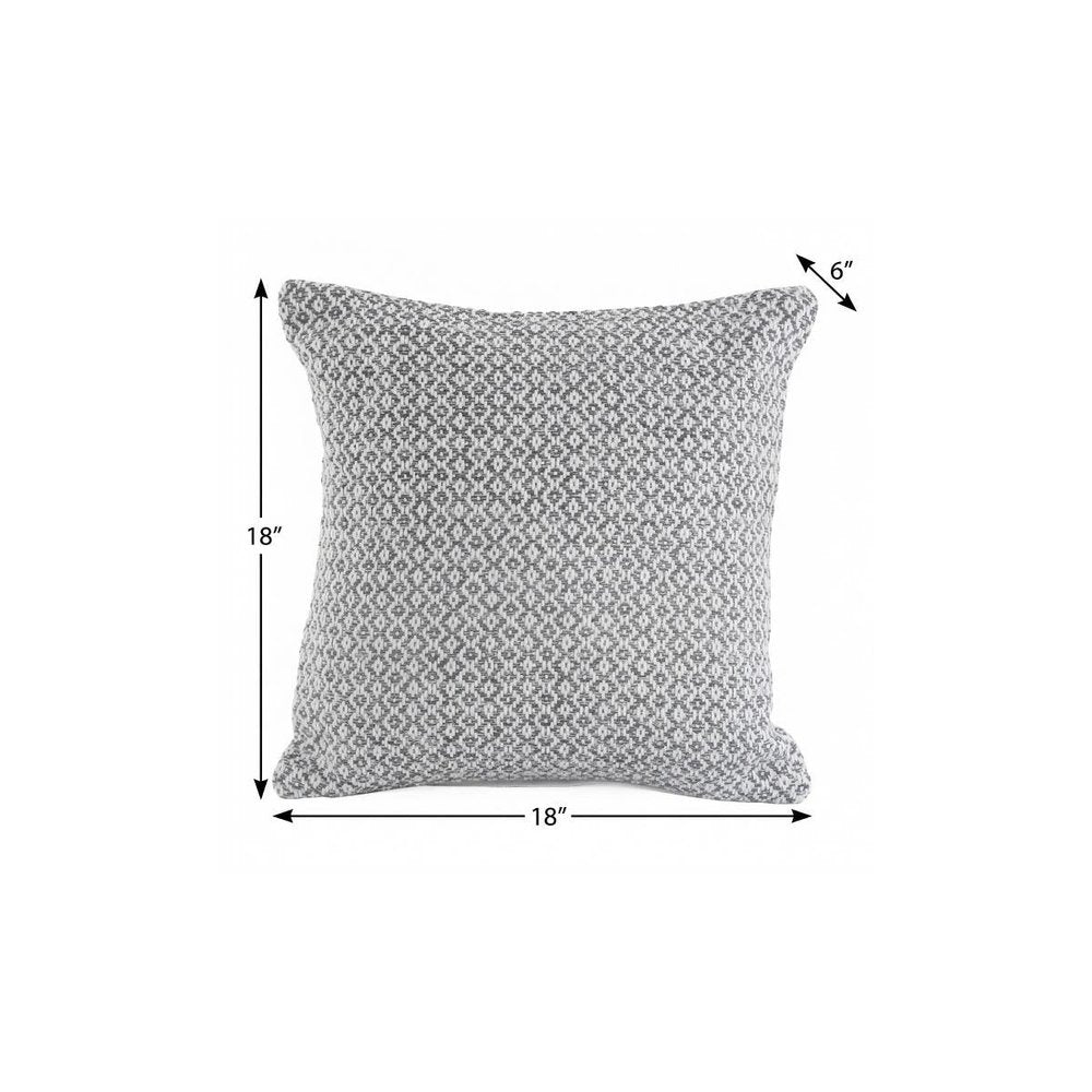 18" Gray And White Cotton Geometric Throw Pillow HomeRoots