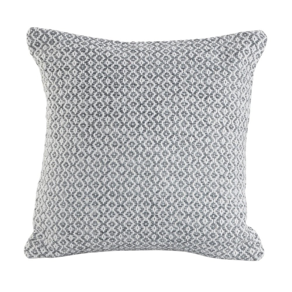 18" Gray And White Cotton Geometric Throw Pillow — view 3