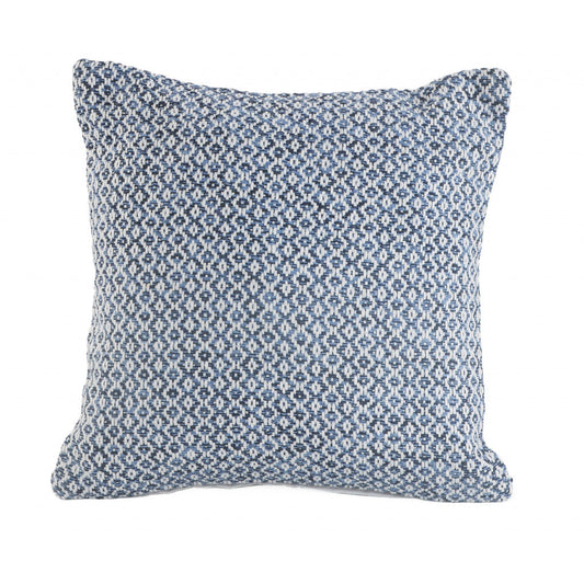 18" X 18" Navy And White 100% Cotton Geometric Zippered Pillow FurniFindUSA