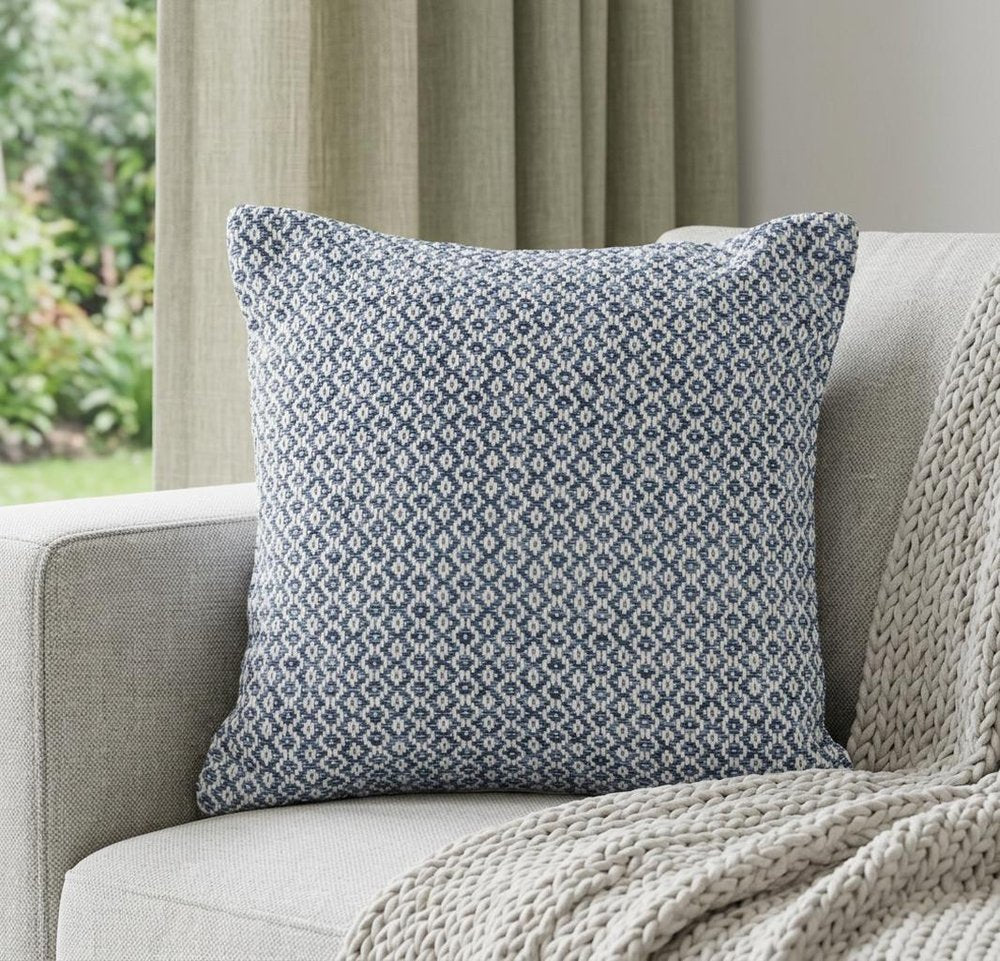 18" X 18" Navy And White 100% Cotton Geometric Zippered Pillow — view 3