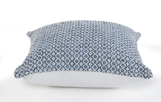 18" X 18" Navy And White 100% Cotton Geometric Zippered Pillow FurniFindUSA