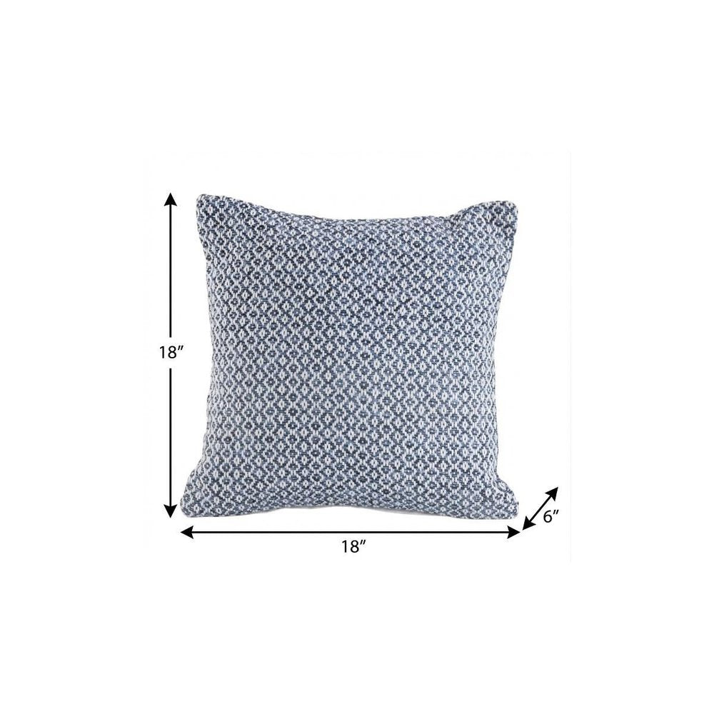 18" X 18" Navy And White 100% Cotton Geometric Zippered Pillow HomeRoots