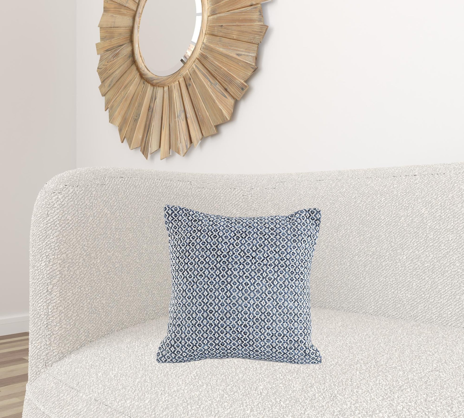 18" X 18" Navy And White 100% Cotton Geometric Zippered Pillow FurniFindUSA