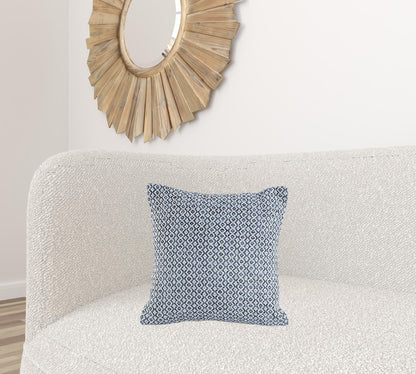 18" X 18" Navy And White 100% Cotton Geometric Zippered Pillow FurniFindUSA