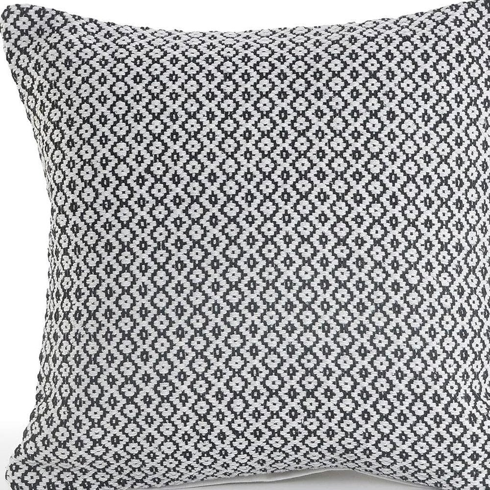 18" X 18" Black And White 100% Cotton Geometric Zippered Pillow HomeRoots