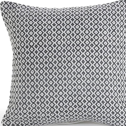 18" X 18" Black And White 100% Cotton Geometric Zippered Pillow HomeRoots