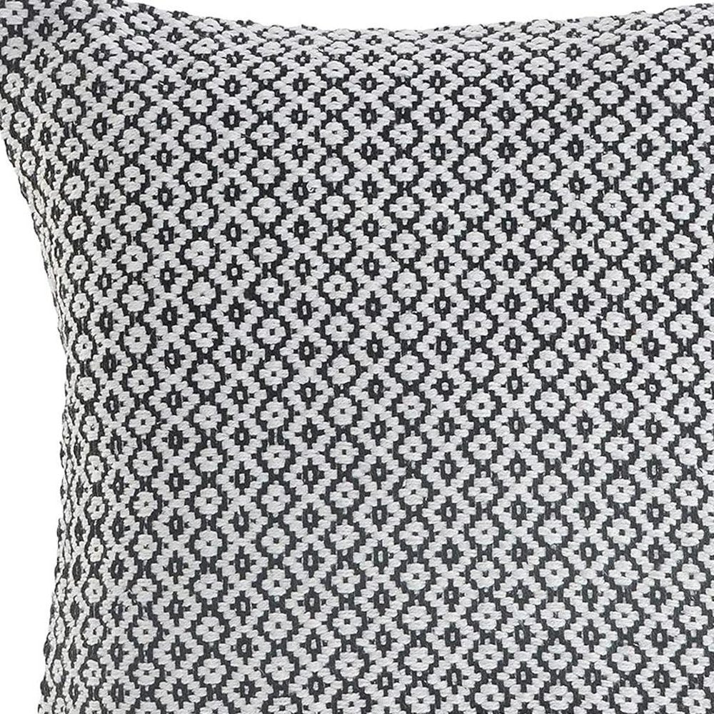 18" X 18" Black And White 100% Cotton Geometric Zippered Pillow — view 4