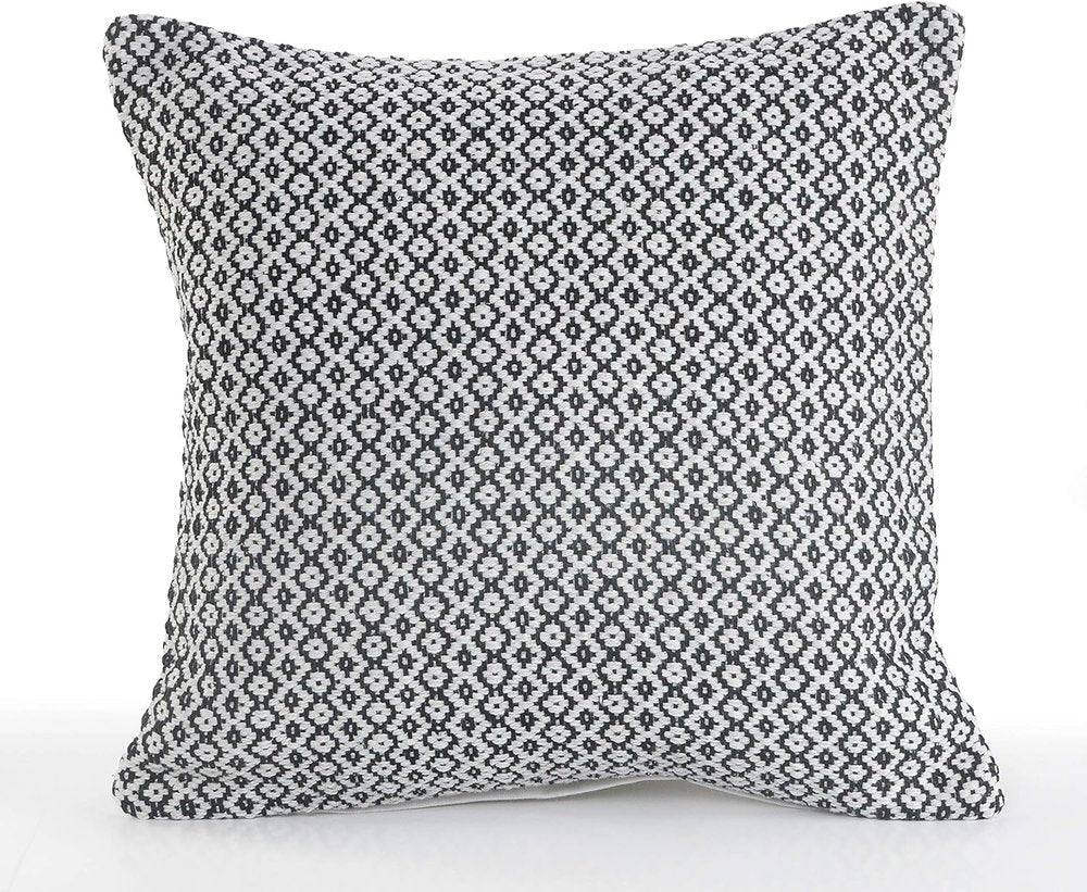 18" X 18" Black And White 100% Cotton Geometric Zippered Pillow — view 2