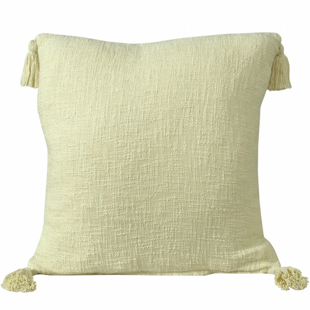 20" X 20" Light Yellow 100% Cotton Zippered Pillow 4.0" (L) x 20.0" (W) x 20.0" (H) FurniFindUSA