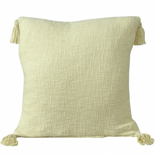 20" X 20" Light Yellow 100% Cotton Zippered Pillow 4.0" (L) x 20.0" (W) x 20.0" (H) FurniFindUSA