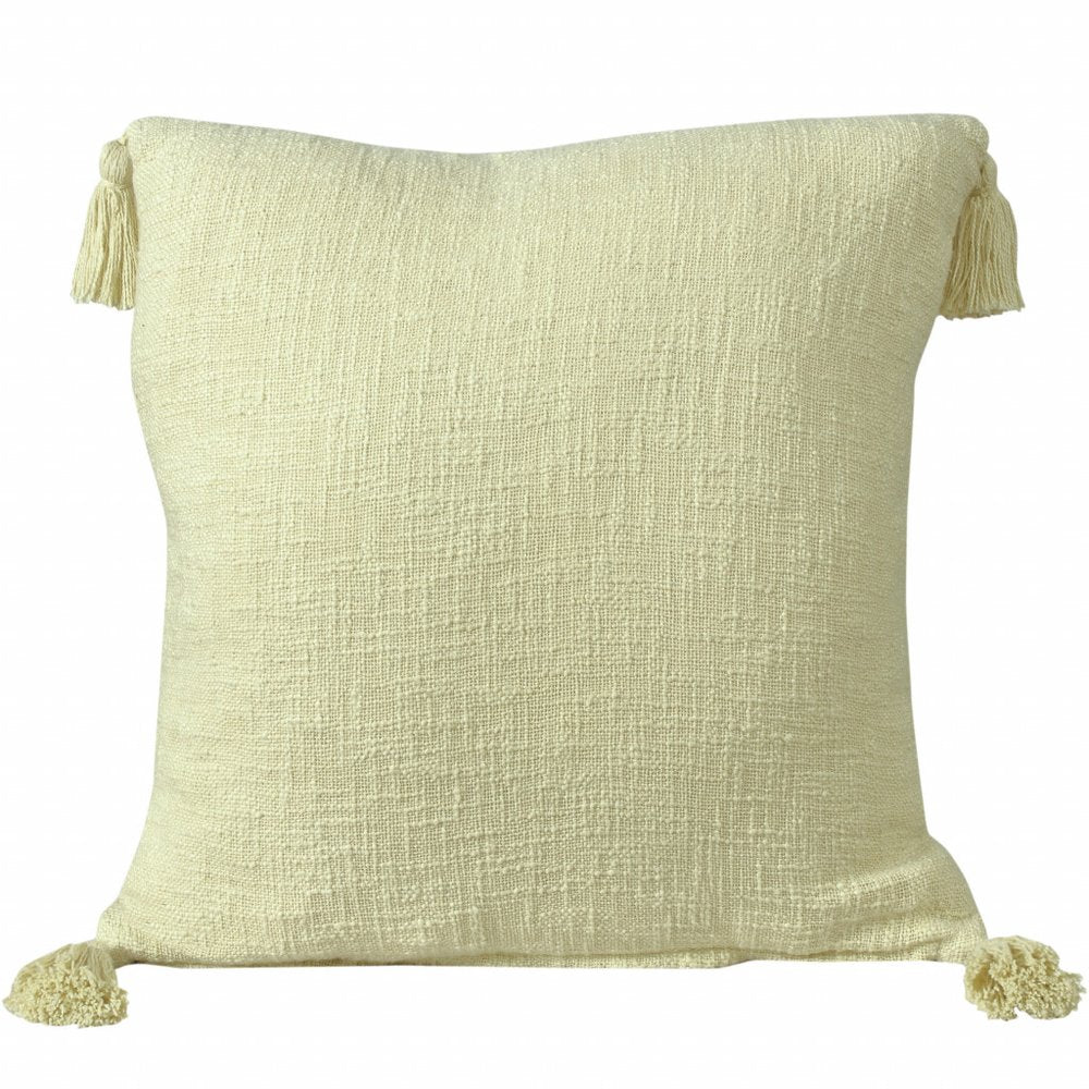20" X 20" Light Yellow 100% Cotton Zippered Pillow — view 1