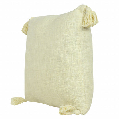 20" X 20" Light Yellow 100% Cotton Zippered Pillow 4.0" (L) x 20.0" (W) x 20.0" (H) FurniFindUSA