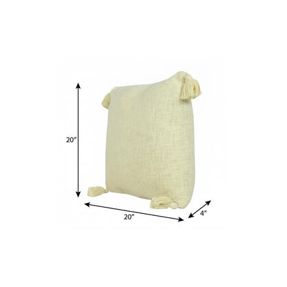 20" X 20" Light Yellow 100% Cotton Zippered Pillow HomeRoots