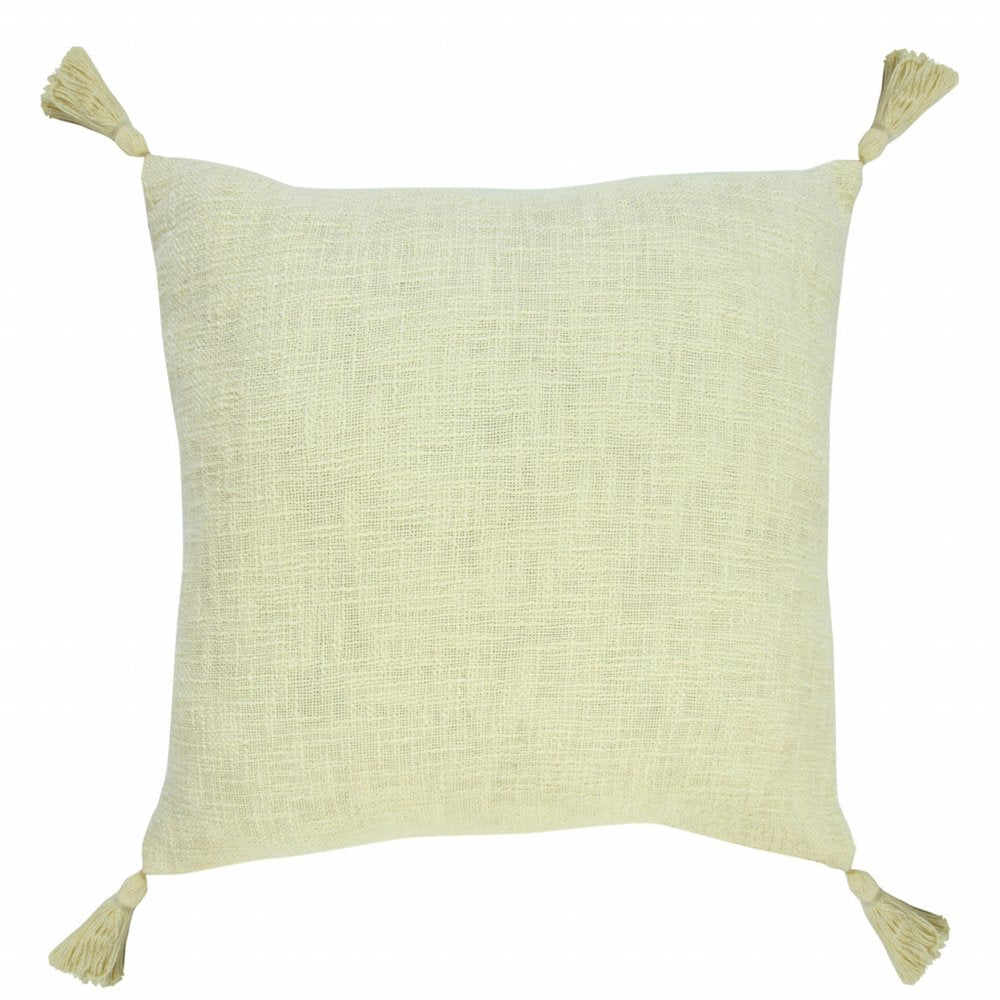 20" X 20" Light Yellow 100% Cotton Zippered Pillow — view 5