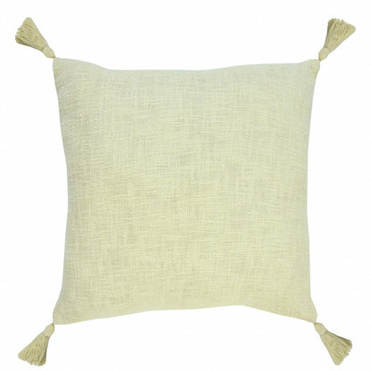 20" X 20" Light Yellow 100% Cotton Zippered Pillow HomeRoots