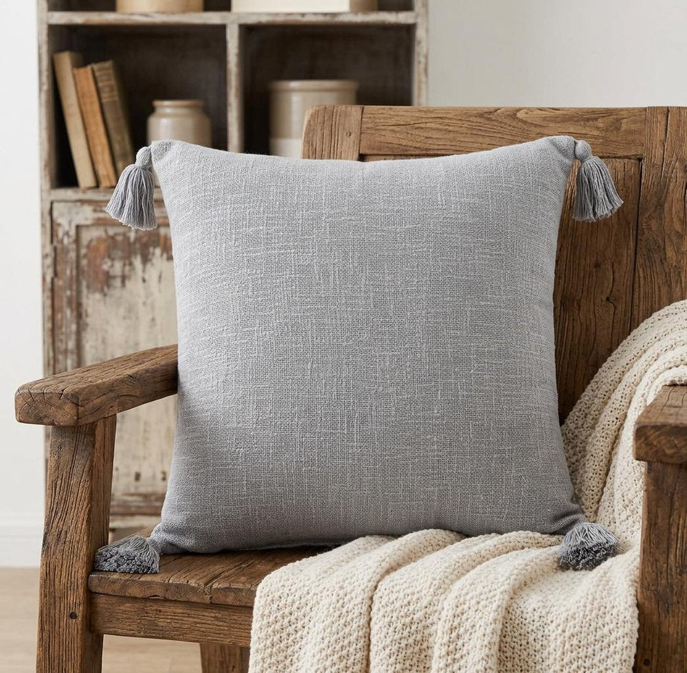 20" X 20" Light Gray 100% Cotton Zippered Pillow — view 7