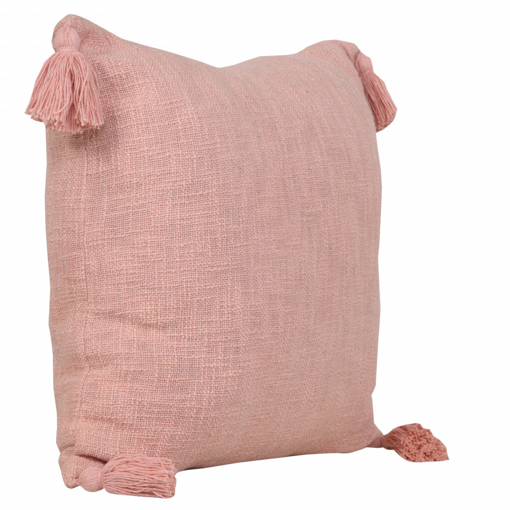 20" X 20" Light Pink 100% Cotton Zippered Pillow FurniFindUSA