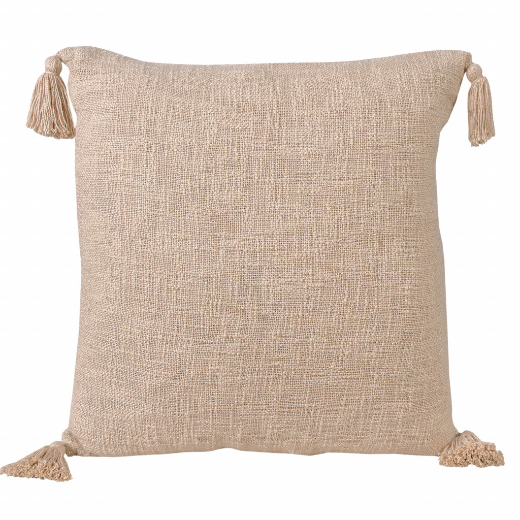 20" X 20" Beige 100% Cotton Zippered Pillow 4.0" (L) x 20.0" (W) x 20.0" (H) FurniFindUSA