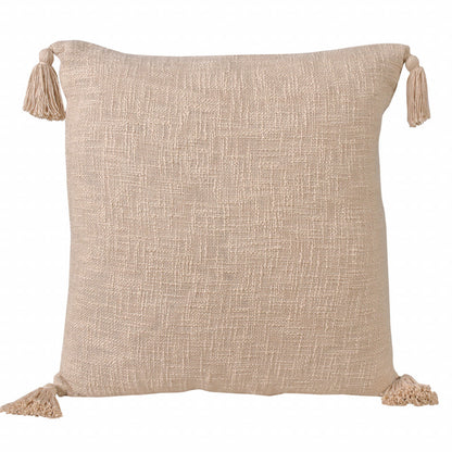 20" X 20" Beige 100% Cotton Zippered Pillow 4.0" (L) x 20.0" (W) x 20.0" (H) FurniFindUSA