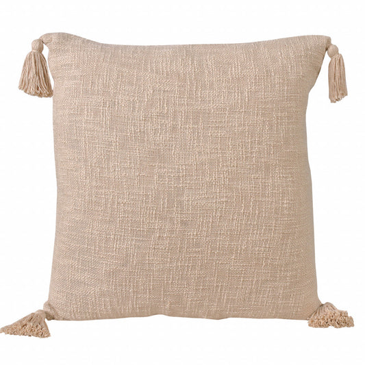 20" X 20" Beige 100% Cotton Zippered Pillow 4.0" (L) x 20.0" (W) x 20.0" (H) FurniFindUSA