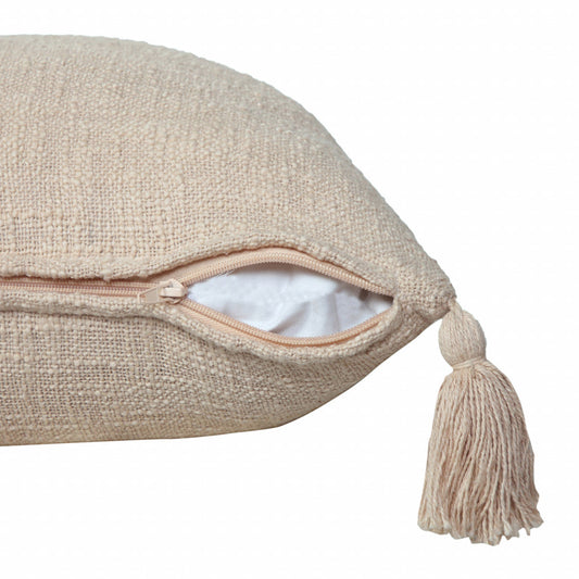 20" X 20" Beige 100% Cotton Zippered Pillow 4.0" (L) x 20.0" (W) x 20.0" (H) FurniFindUSA
