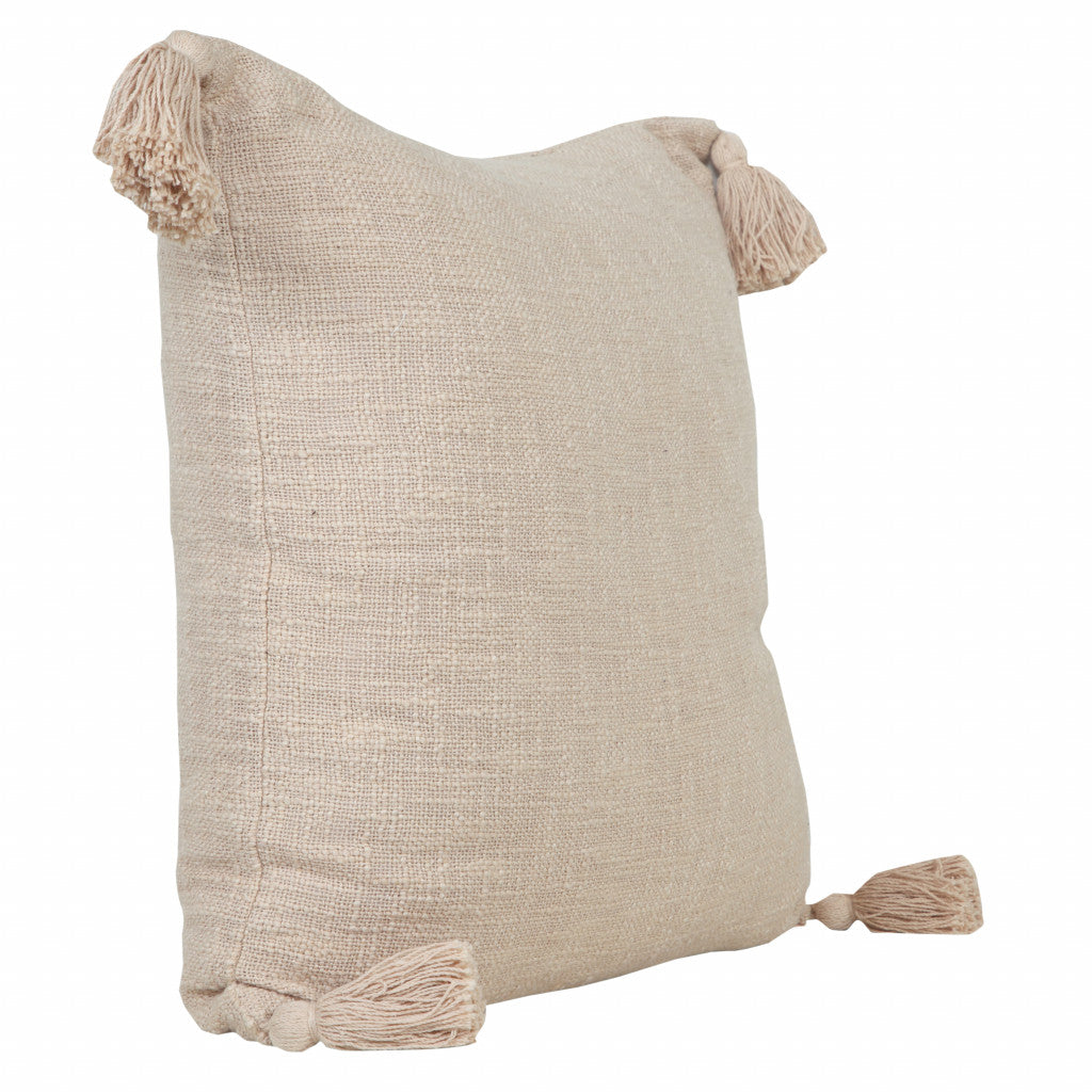 20" X 20" Beige 100% Cotton Zippered Pillow 4.0" (L) x 20.0" (W) x 20.0" (H) FurniFindUSA