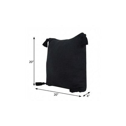 20" X 20" Jet Black 100% Cotton Zippered Pillow HomeRoots