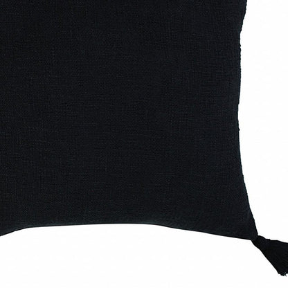 20" X 20" Jet Black 100% Cotton Zippered Pillow HomeRoots