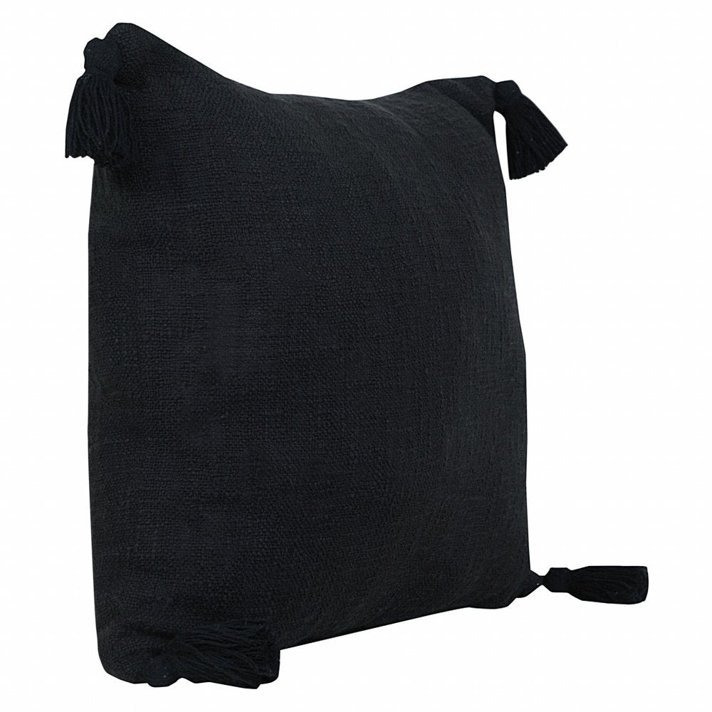 20" X 20" Jet Black 100% Cotton Zippered Pillow — view 2