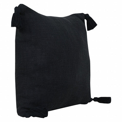 20" X 20" Jet Black 100% Cotton Zippered Pillow HomeRoots