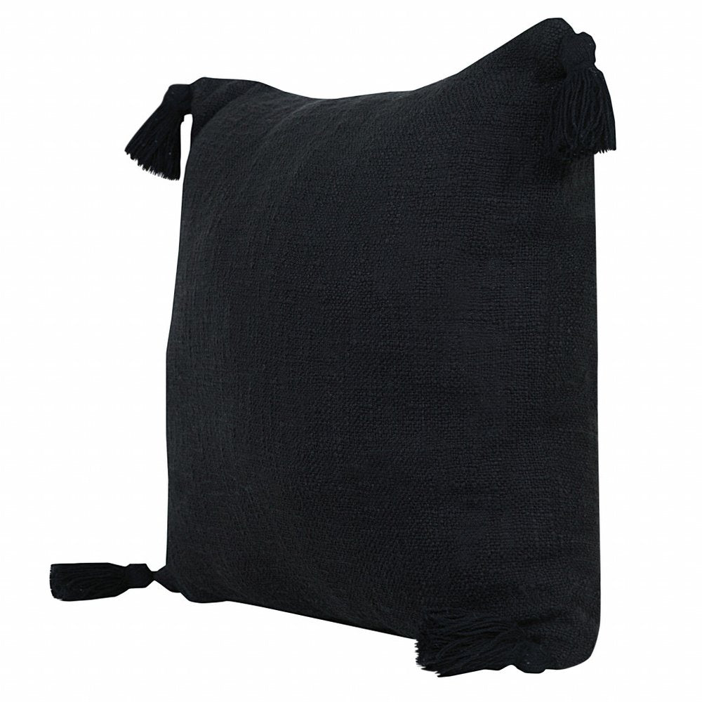20" X 20" Jet Black 100% Cotton Zippered Pillow HomeRoots