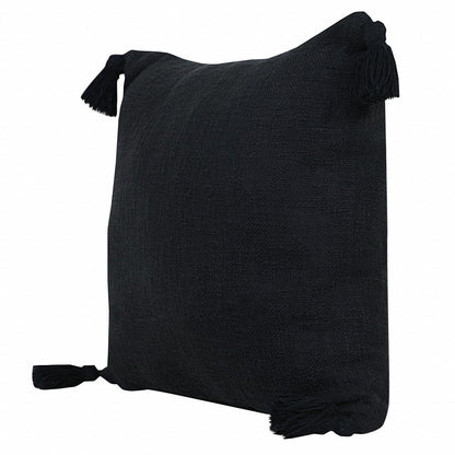 20" X 20" Jet Black 100% Cotton Zippered Pillow HomeRoots