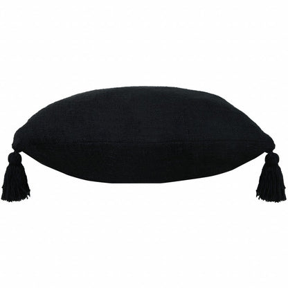 20" X 20" Jet Black 100% Cotton Zippered Pillow HomeRoots