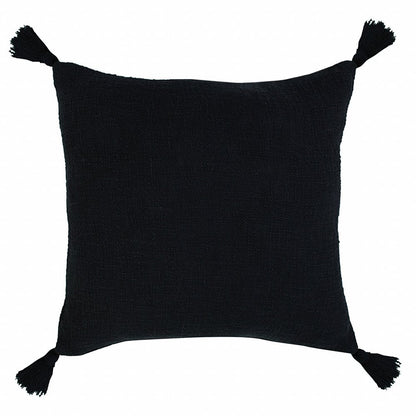 20" X 20" Jet Black 100% Cotton Zippered Pillow HomeRoots